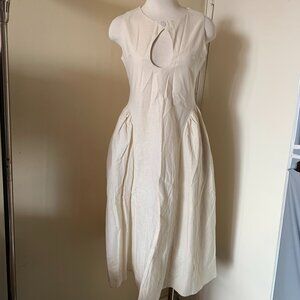 Dianara Sara MAXI LINEN BLEND DRESS SLEEVELESS BACK ZIPPER CREAM  COLOR SIZE L